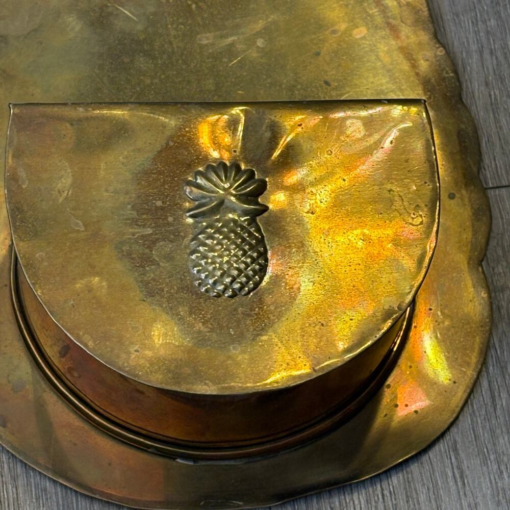 Vintage Solid Brass Pineapple Wall Pocket Planter Hand Made India - Picture 4 of 6